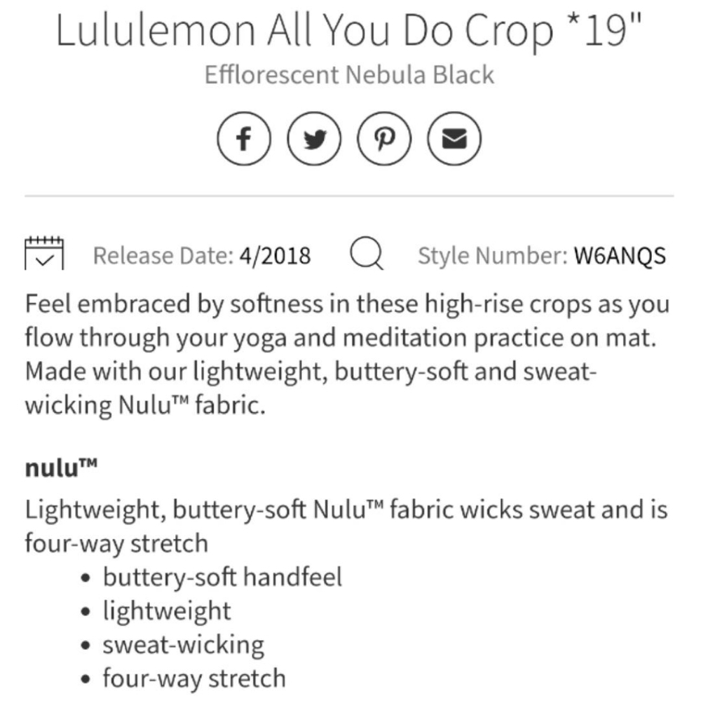 Lululemon efflorescent nebula nulu all you do crop - Picture 8 of 16